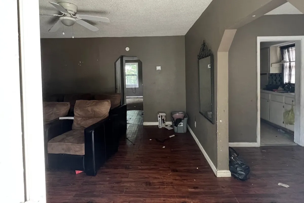 Living room before renovation, Living room opened to the kitchen