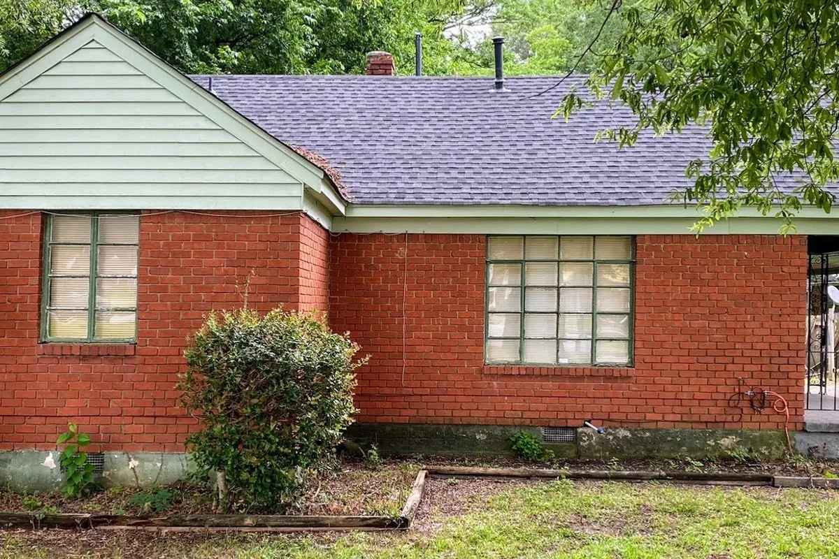 Front before renovation, Brick ranch, refreshed